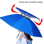 Double-layer Fishing Umbrella Hat Outdoor Sunscreen And Rainproof Folding Umbrella Hat, 95 Blue (Elastic Band), 95 Silver (Elastic Band), 95 Blue (Rubber Sleeve), 95 Silver (Rubber Sleeve), 80 Blue, 80 Camellia, 95 Blue Vinyl (Rubber Sleeve)