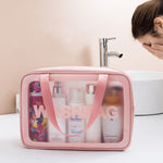 2 PCS Frosted Translucent Waterproof Storage Bag Cosmetic Bag Swimming Bag Wash Bag, Black M, Black M 2 Handles, Black L, Pink S, Pink M, Pink M 2 Handles, Pink L, White S, White M, White M 2 Handles, White L, Blue S, Blue M, Blue M 2 Handles, Blue L