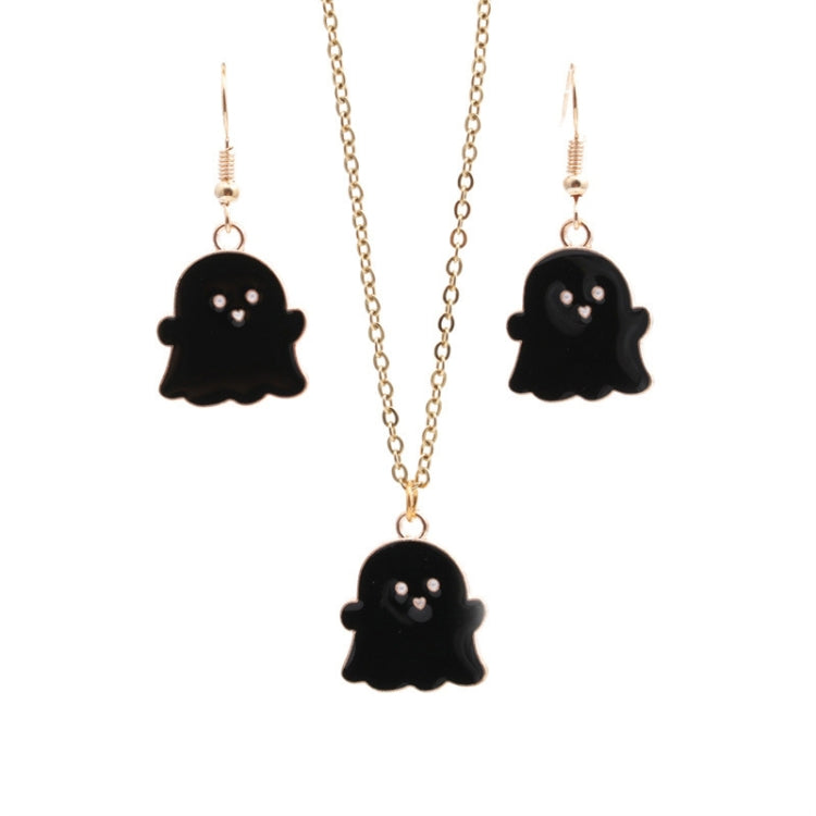 Halloween Jewelry Alloy Ghost Earrings Necklace, Ghost White, Ghost Black