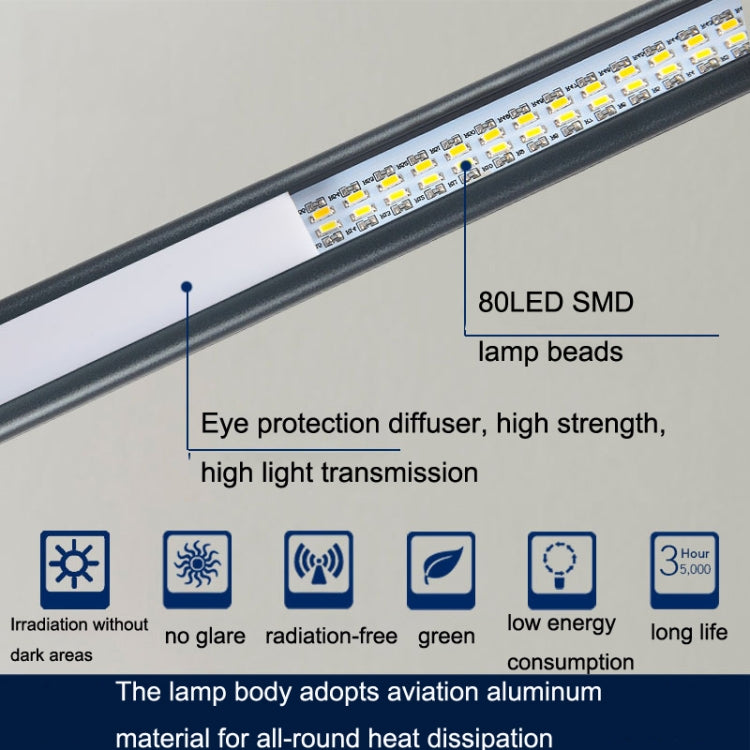 USB Clip Lamp Student Eye Protection LED Dimmable Desk Light, Purple, Gold, Black, Silver
