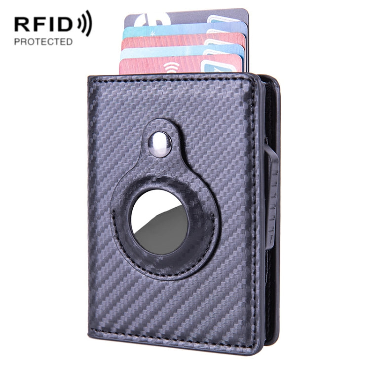X-80 RFID Anti-theft Brushed Leather Card Holder For AirTag 2nd Gen / AirTag 1st Gen, Black, Blue, Coffee, Apricot, Carbon Fiber Black