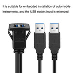 RF-56 Dual-port USB3.0 Waterproof Cable Car Dashboard Audio Extension Line, Cable Length: 1m, Dashboard Audio Extension Line