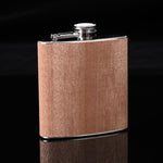6oz Wood Leather Hip Flask Stainless Steel Whiskey Wine Alcohol Flagon, Style 1, Style 2, Style 3, Style 4, Style 5