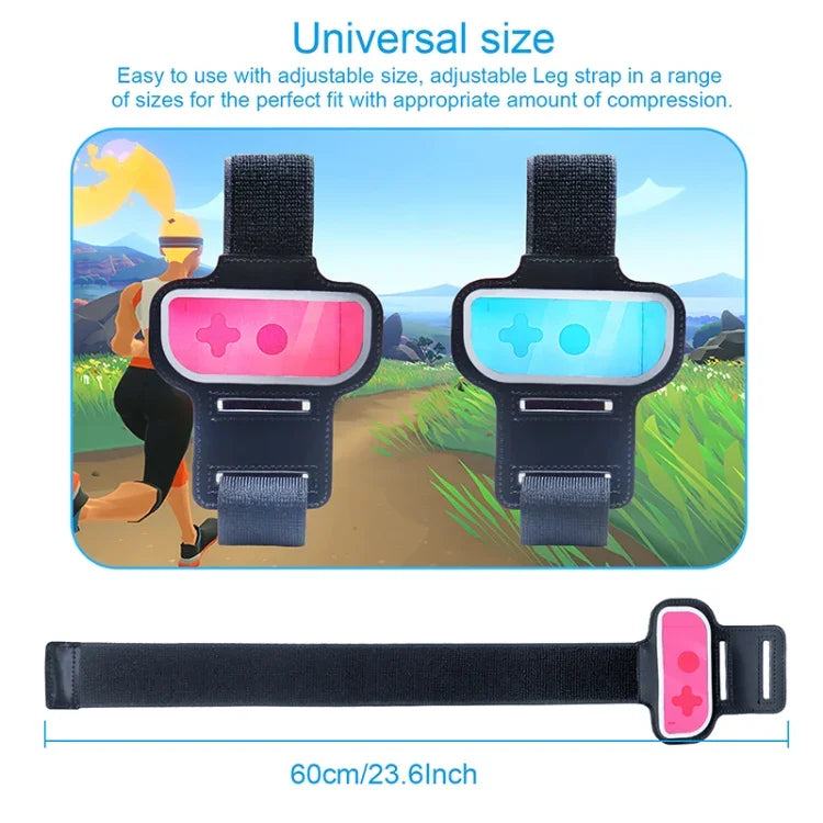 2PCS JYS JYS-NS242 For Nintendo Switch Joy-con Small Handlebar Leg Sports Straps, JYS-NS242(Black), JYS-NS242(Red Blue)