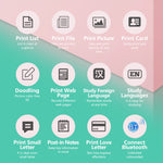 C19 200DPI Student Homework Printer Bluetooth Inkless Pocket Printer, Pink, Blue, Pink Printer Paper x 5, Blue Printer Paper x 5, Pink Sticker x 5, Blue Sticker x 5, Pink Set, Blue Set