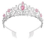 G2888 Crystal Diamond Wedding Party Braided Hair Crown Show Headband, Silver White, Silver, Gold, Rose Gold, AB Colorful, White+Pink, Pink, Blue, No Comb Rose Gold, No Comb Gold, Colorful Opal, Colorful, Purple Red Diamond, Light Purple, Light Green   ...