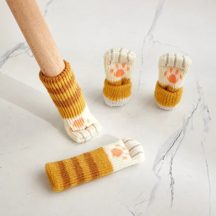 1 Set Double Knit Wear-Resisting Table Stool Leg Mute Protective Cover, Brown, Light Gray, Deep Gray, Black, Flower Brown, White, Light Coffee
