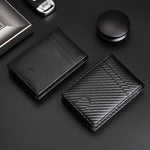 Tracker RFID Card Holder Leather Men Wallet for AirTag 2nd Gen / AirTag 1st Gen, Carbon Fiber, Plain Weave