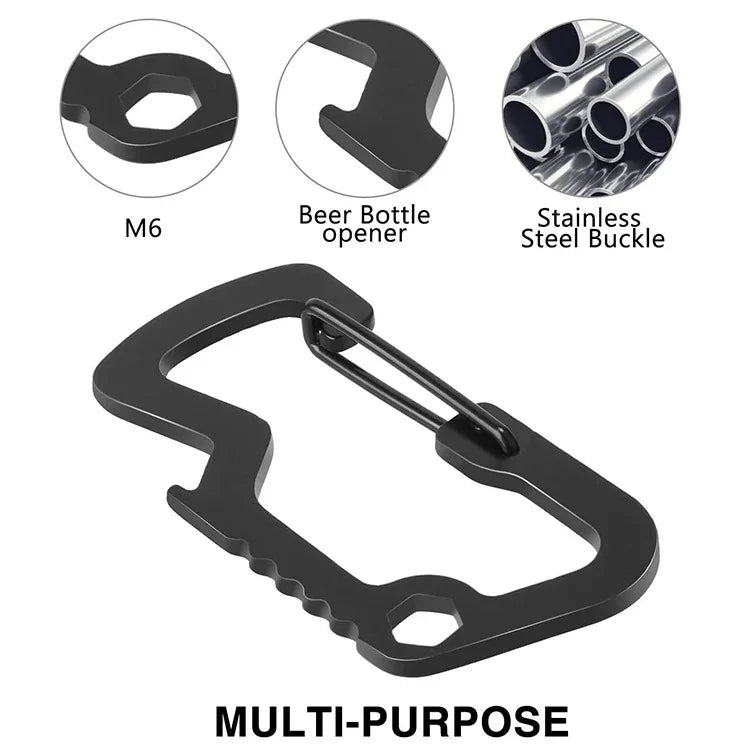Outdoor Multifunctional Stainless Steel D-Type Carabiner Bottle Opener, TZ-001