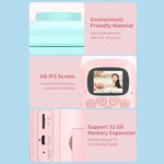 A18 HD Printable Cartoon Kids Digital Camera with Rotating Lens, Spec:, Pink, Pink+16G, Pink+32G, Blue, Blue+16G, Blue+32G