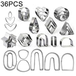 36 In 1  Stainless Steel Polymer Clay Earring Cutters Baking Mould, 36 In 1