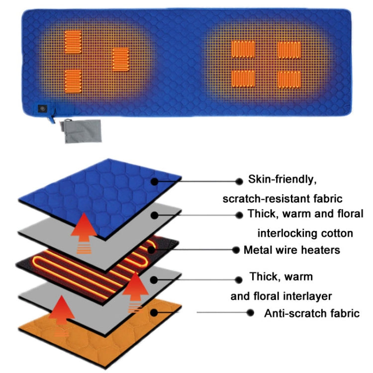 Winter USB Rechargeable Smart Seven Zone Heating  Anti-cold Sleeping Bag Pad, 198x62cm Black Gray, 198x62cm Blue Orange