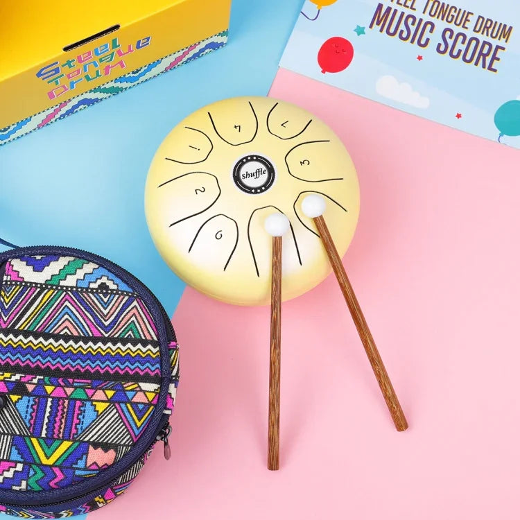 Shuffle SD-5 5.5 Inch Steel Tongue Carefree Empty Drum Percussion Instrument, Shuffle Yellow, Shuffle Pink, Shuffle Purple, Shuffle Green