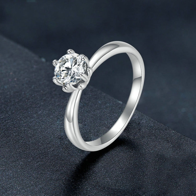 MSR006 Sterling Silver S925 Six Claw Moissanite Ring White Gold Plated Jewellery, No.6, No.7, No.8