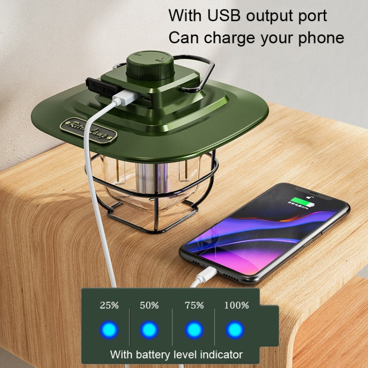 LY02 LED Retro Lantern Hand Tent Lamp USB Charging Camping Light, LY02 Green, LY02 White, LY02 Black
