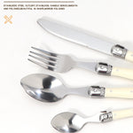 Stainless Steel Knife Fork Spoon Set Plastic Handle Western Tableware, 6 Forks, 6 Spoons, 6 Tea Spoons