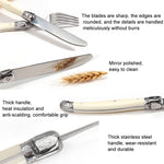Stainless Steel Knife Fork Spoon Set Plastic Handle Western Tableware, 6 Tea Spoons, 6 Forks, 6 Spoons