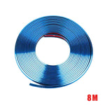 W12 8m/roll Car Universal Reflective Wheel Electroplating Decorative Strip, 1roll Electroplating Gold, 1roll Electroplating Silver, 1roll Electroplating Purple, 1roll Electroplating Red, 1roll Electroplating Blue