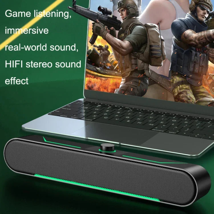 LED Luminous HIFI Stereo Computer Speakers Long Gaming Wired Audio, A39 Wired (Black)