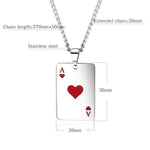 OPK 1542 Titanium Steel Men Necklace Personality Poker Pendant, Black With Chain, Red With Chain