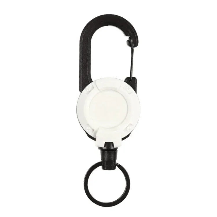Backpack Carabiner Plastic Retractable Pull Badge Reel, Black-Steel Wire Rope, Black-Fiber Rope, White- Fiber Rope