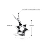 1102 Stainless Steel Necklaces Men Six Pointed Star Pendant, Style:, Pendant+Chain