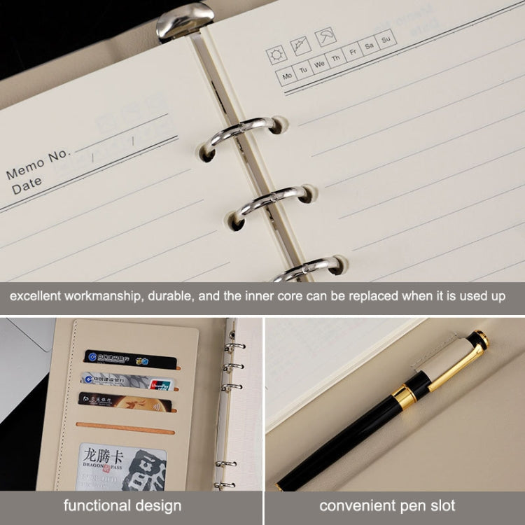 6 Hole Three Fold Loose-leaf Case A5 Business Notebook Office Stationery Notepad