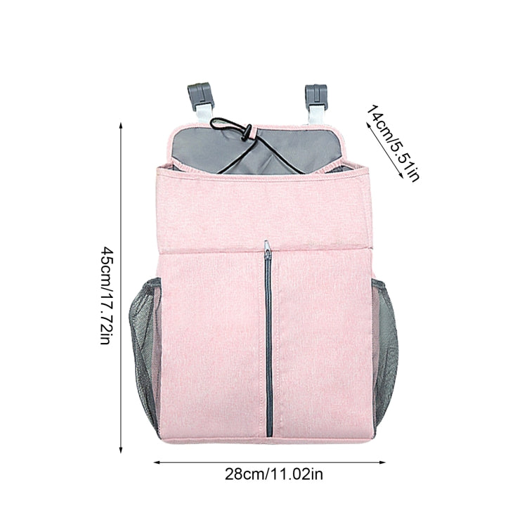 Baby Bed Organizer Newborn Crib Diaper Storage Hanging Bags Bedside Shelf Bag, Linen Gray, Linen Pink