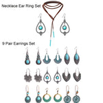Bohemian Turquoise Natural Stone Sweater Vintage Pendant, Model:, Necklace Ear Ring Set, Two-pointed Necklace, N2111-11 Earrings Accessories, N211-12 Leaf Neck Chain, N2111-13 Three Stones, N2111-14 Eight Stones, Leather Bracelet                       ...