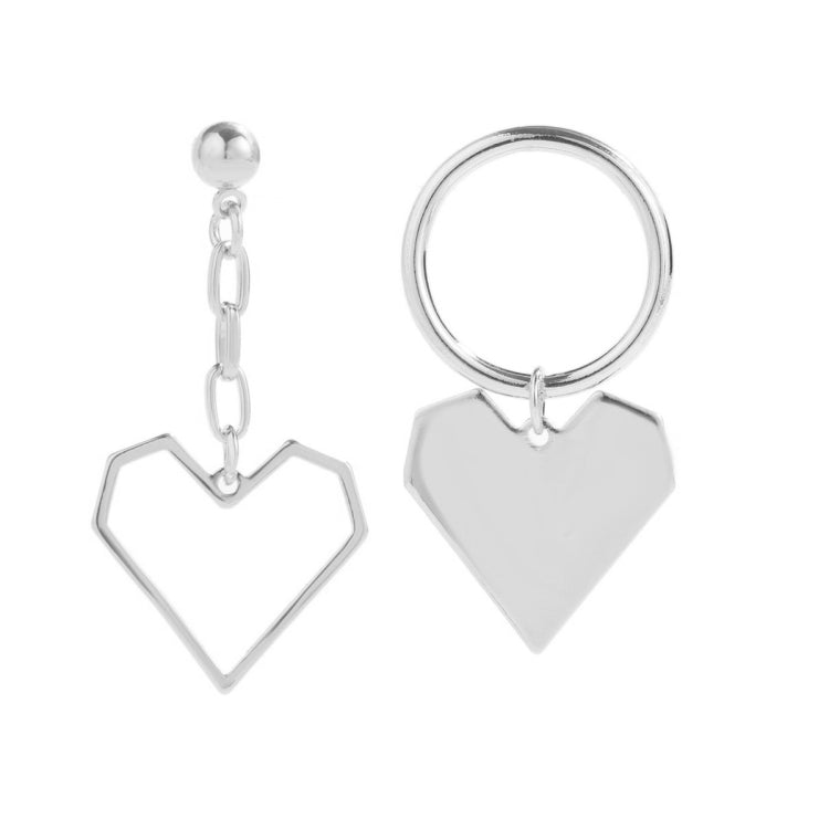 Love Silver Needle Earrings Simple Earrings, E2109-12 Purple Diamond, E2109-13 White Diamond, E2112-9 Gold Asymmetric Love, E2112-10 White K Asymmetric Love