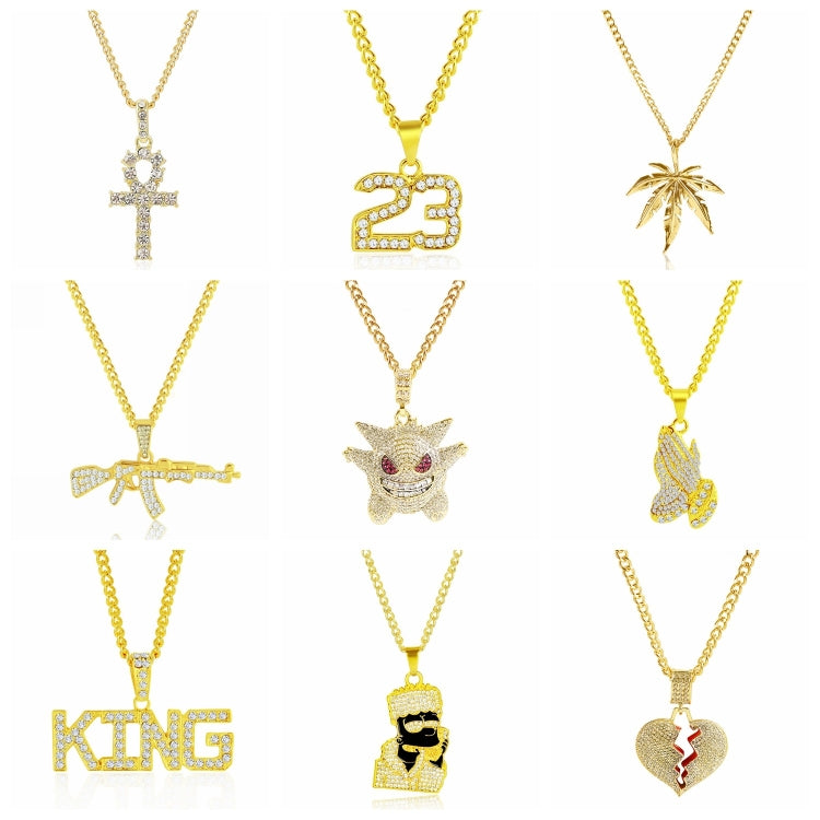Exaggerated Hip Hop Style Necklace Collarbone Chains, 1010400301 Gold Column, 1010400302 Silver Column, 1010400401 Full Score, 1010400501  YRN, 1010401102 AK47, 1010401202 Crown Lion Head, 1010401301 Prayer, 1010401302 Handheld, 11010401401 Micro      ...