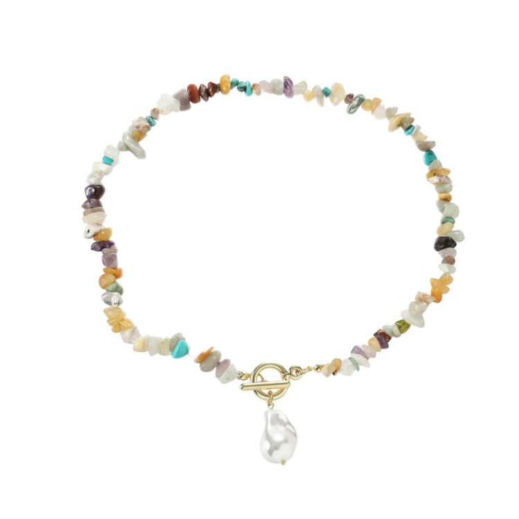 Boho Colorful Broken Natural Stone Necklace, Model:, N2105-9 Color Stone Pearl Pendant, N2206-8 Pink Stone, N2206-9 Light Blue Stone, N2206-10 Multi-color Stone, N2206-11 Transparent Stone, N2106-23 Pink Stone Single Chain                              ...