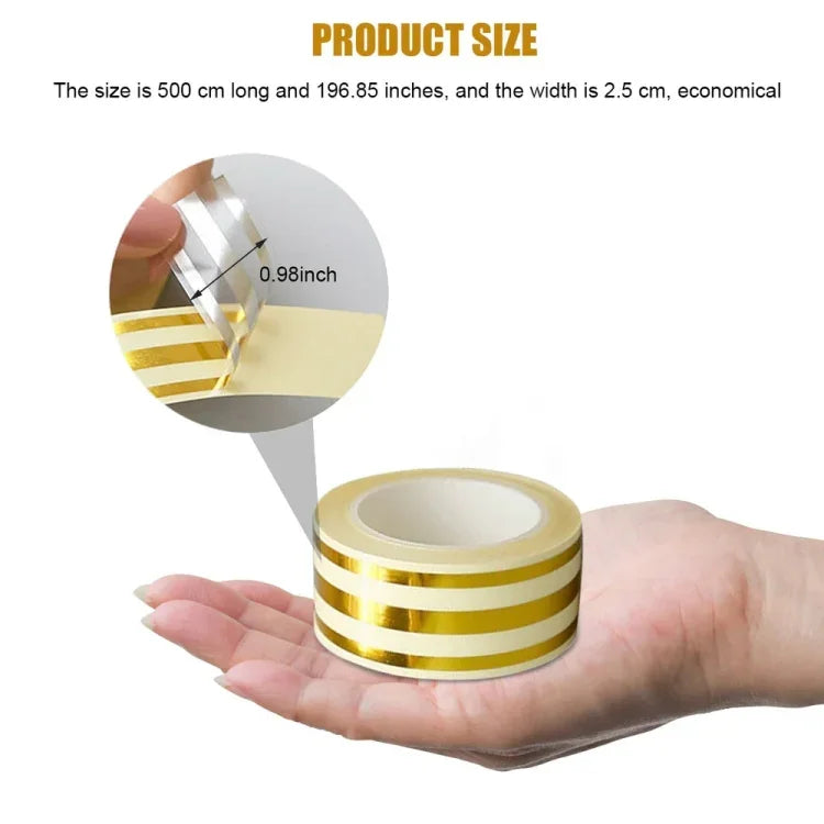 2.5cm x 5m  Golden Tile Gap Tape Waterproof PVC Self Adhesive Sticker, Gold, Silver, Laser