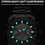 BINBOND S033 Hollowed Mechanical 30m Waterproof Luminous Quartz Watch, Black Steel-Black-Gold, Black Steel-Black-Rose Gold, Full Gold-Black-Gold, Blue Steel-Blue