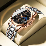 BINBOND B3591 30m Waterproof Luminous Calendar Men Watch, Black Steel-Black, Black Leather-White-Black, Brown Leather-White-White