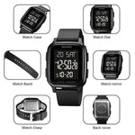 SKMEI 1858 Square Waterproof Digital Dual Display LED Luminous Watch, 1858 Red, 1858 Blue, 1858 Black, 1858 Rose Gold