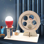 DIY Wooden Science Experiment Hand Generator Puzzle Toy, Hand Generator
