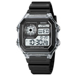 SKMEI 1998 Transparent Shell Ice Sensor Outdoor Sports Waterproof Multi-function Watch, 1998 White, 1998 Black