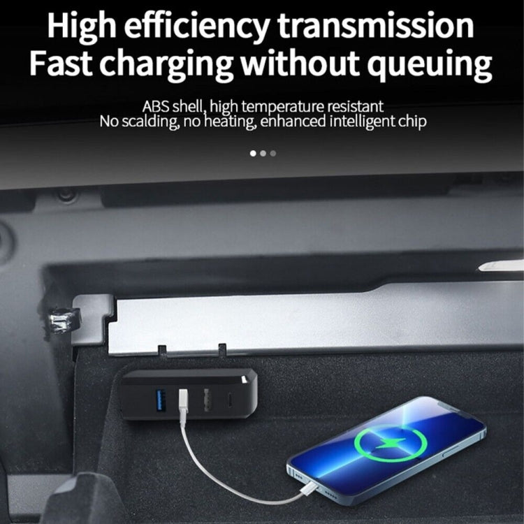 For Tesla Model 3/Y Car AH37 3 USB  +1 Type-C/USB-C Port Hub Docking Station, AH37