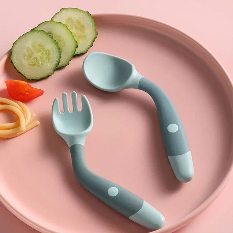 Children Eating Training Tableware Baby Bendable Silicone Soft Spoon, Green