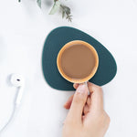 10pcs Teardrop-Shaped Silicone Table Insulation Mat Leather Textured Kitchen Cup And Pot Mat, Coaster(Green), Coaster(Blue), Coaster(Gray), Coaster(Red), Coaster(Pink)