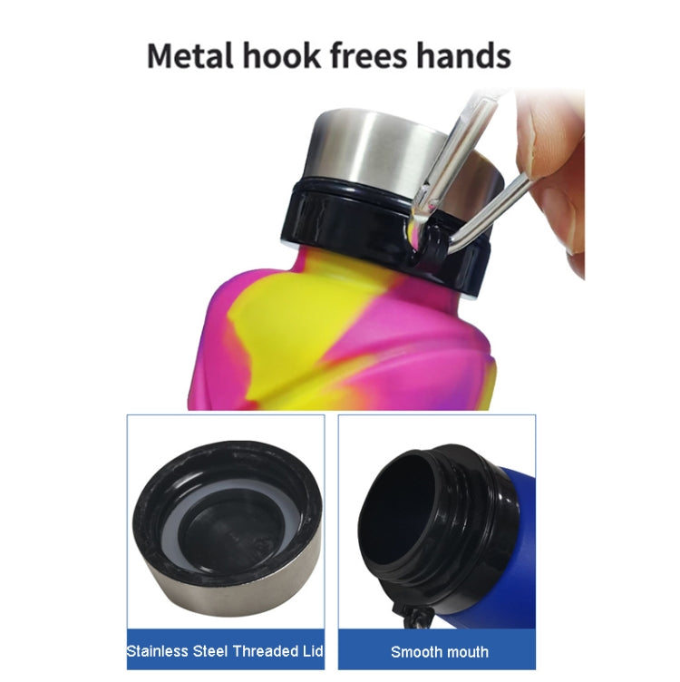 Outdoor Silicone Folding Water Cup Telescopic Water Bottle Travel Drinking Cup With Carabiner, 700ml Black, 700ml Grey, 700ml Red, 700ml Wine Red, 700ml Blue