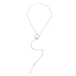 Cross Round Metal Rod Alloy Long Sweater Chain Necklace, SKU1130 Silver