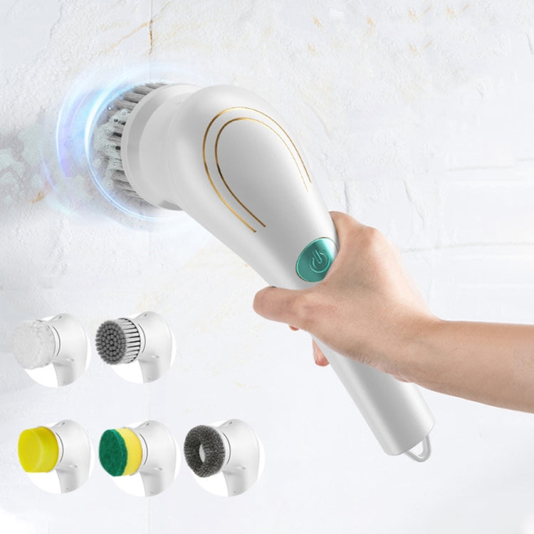 Multifunctional Electric Cleaning Brush Handheld Kitchen Dishwashing Brush with 5 Replacement Heads, 5 In 1 Brush Head +Machine