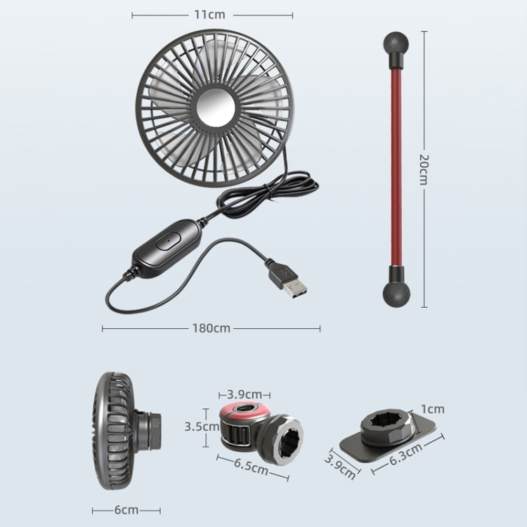 F508 Car Rear Seat USB Air Speed Adjustable Hose Fan, F508