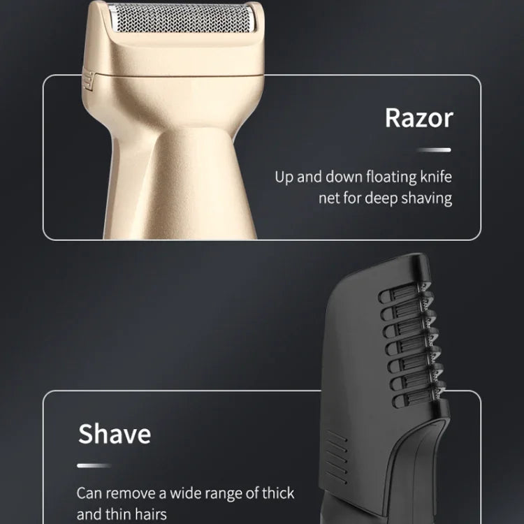 5 In 1 Haircut Digital Display Water Washing Shaver Nose Hair Electric Push Shear Set, LK-881 5 In 1 (Silver)