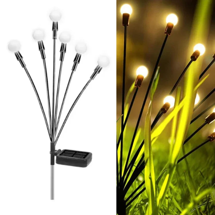 2sets Solar Firefly Lights Christmas Outdoor Garden Waterproof Lawn Lights, 6 Head Warm Light, 6 Head Color Light, 8 Head Warm Light, 8 Head Color Light, 10 Head Warm Light, 10 Head Color Light