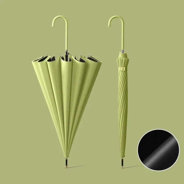 16 Bone Automatic Long Handle Double Sunny And Rain Dual Use Umbrella, With Waterproof Cover Beige, With Waterproof Cover Black, With Waterproof Cover Purple, With Waterproof Cover Green, With Waterproof Cover White, With Waterproof Cover Matcha       ...