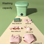 Mini Portable Folding Household Washing Machine Underwear Washer, Fruit Green, Lake Blue, Fruit Green + Blue Light Antibacterial