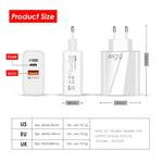A502 65W USB-C/Type-C+USB Dual Port GaN Charger QC3.0 Laptop Universal Charger, EU Plug Black, EU Plug White, US Plug Black, US Plug White, UK Plug Black, UK Plug White